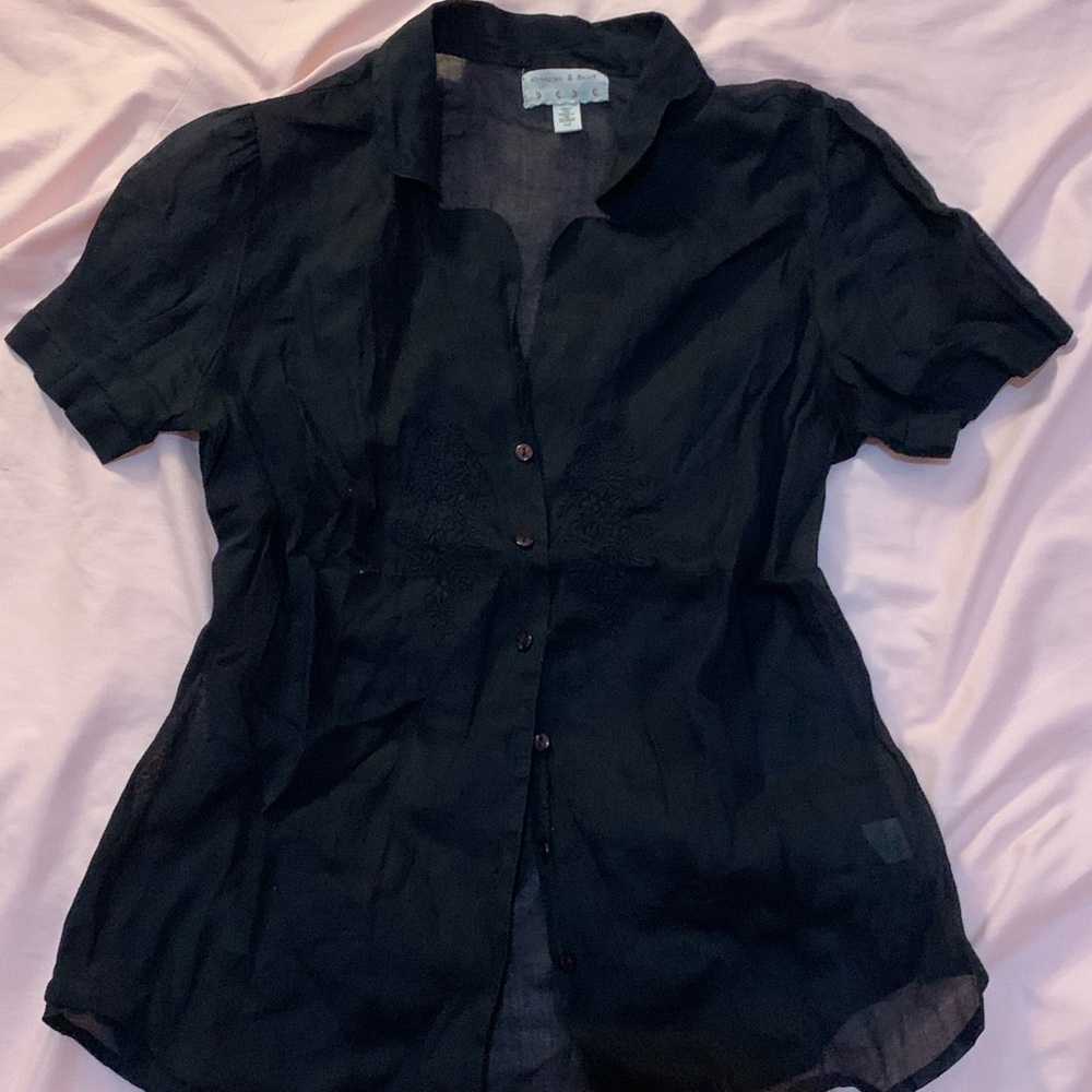 Kimchi Blue Black Fitted Button Down Shirt